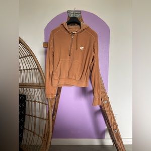 Champion cropped zip hoodie tan size medium